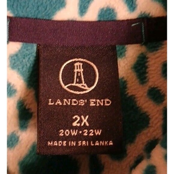 Lands End Womens 2x Fleeze Pullover 1/4 Zip Blue-White Outdoors Hike Camp Fish - Picture 7 of 16